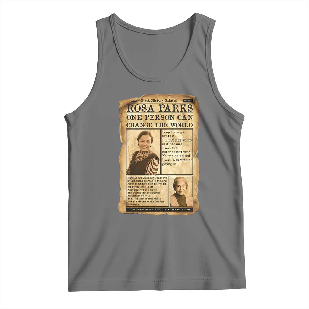 Vintage Newspaper Rosa Parks Tank Top One Person Can Change The World Quote TS12 Black Heather Print Your Wear