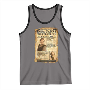 Vintage Newspaper Rosa Parks Tank Top One Person Can Change The World Quote TS12 Deep Heather Black Print Your Wear