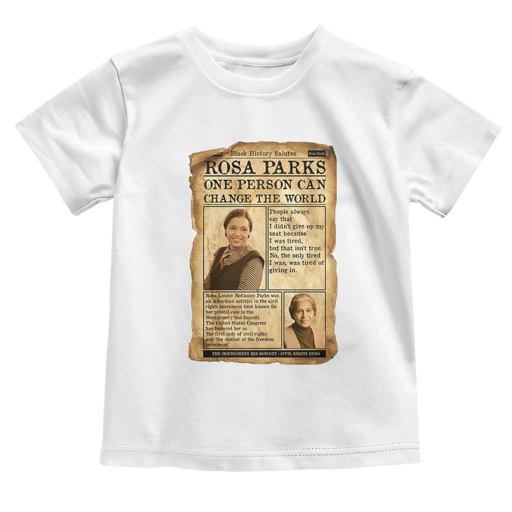 Vintage Newspaper Rosa Parks Toddler T Shirt One Person Can Change The World Quote TS12 White Print Your Wear