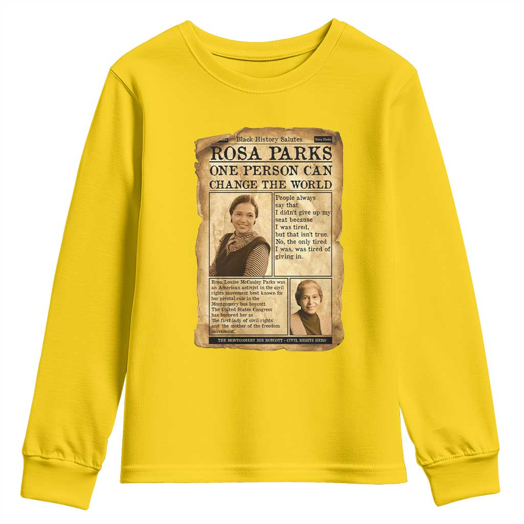 Vintage Newspaper Rosa Parks Youth Sweatshirt One Person Can Change The World Quote TS12 Daisy Print Your Wear