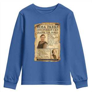 Vintage Newspaper Rosa Parks Youth Sweatshirt One Person Can Change The World Quote TS12 Royal Blue Print Your Wear
