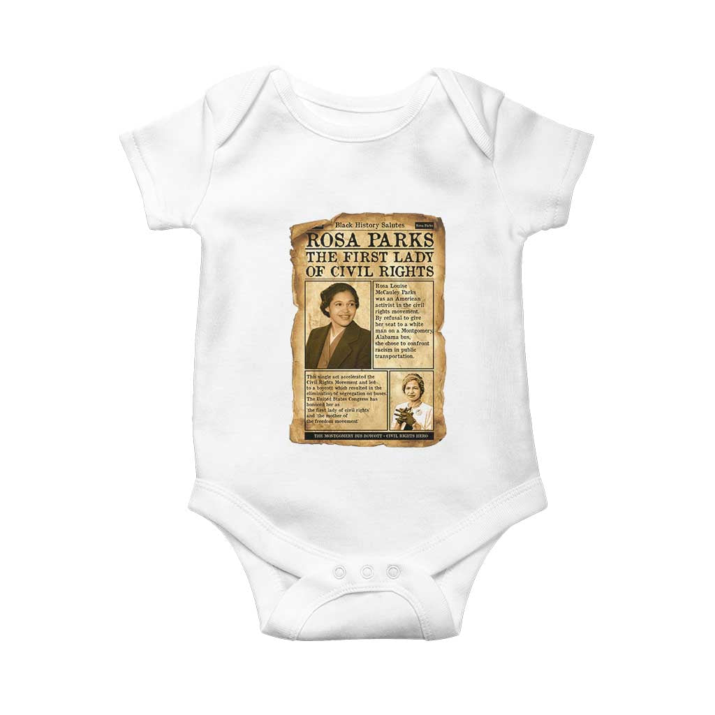 Vintage Newspaper Rosa Parks Baby Onesie Civil Rights Hero TS12 White Print Your Wear