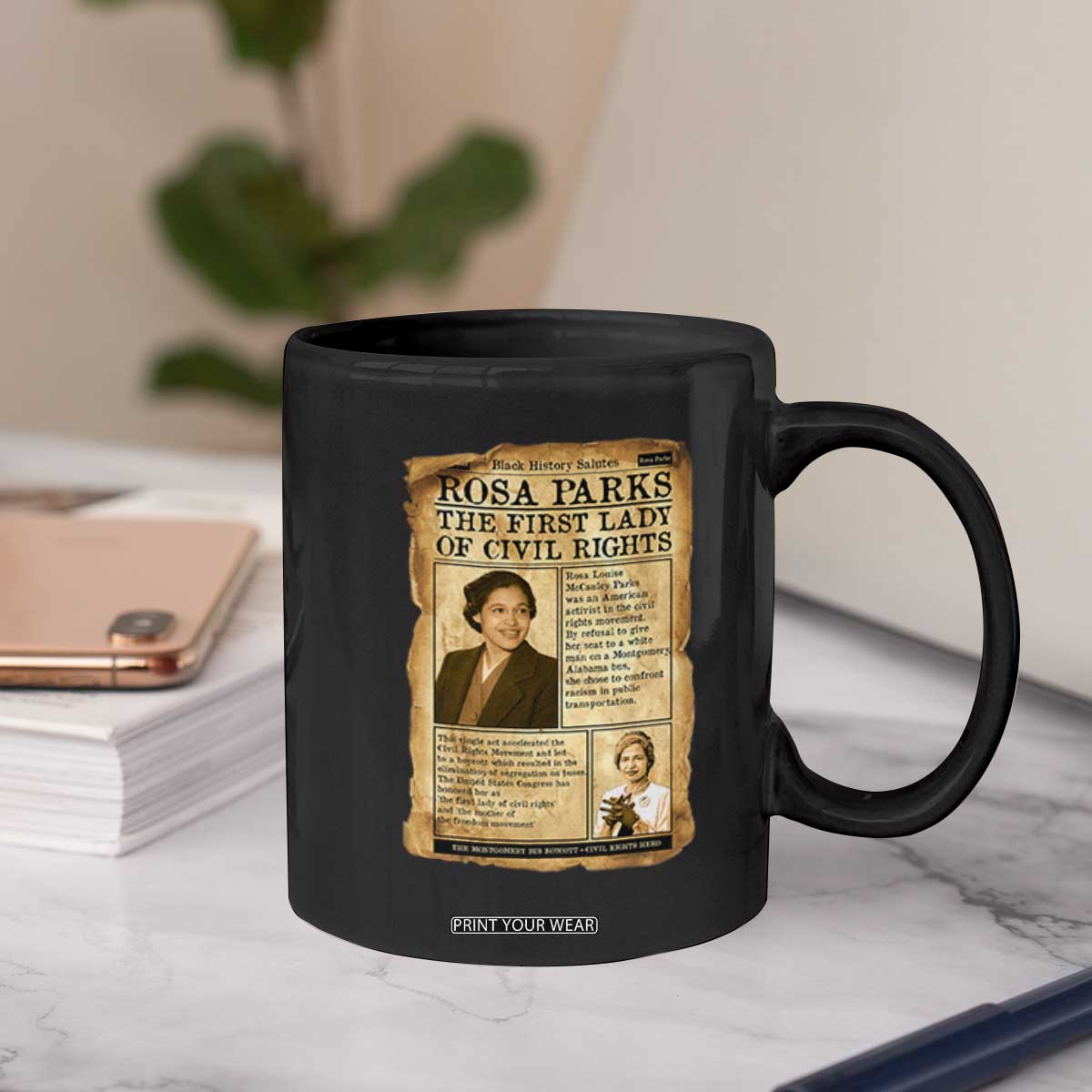 Vintage Newspaper Rosa Parks Coffee Mug Civil Rights Hero TS12 Print Your Wear