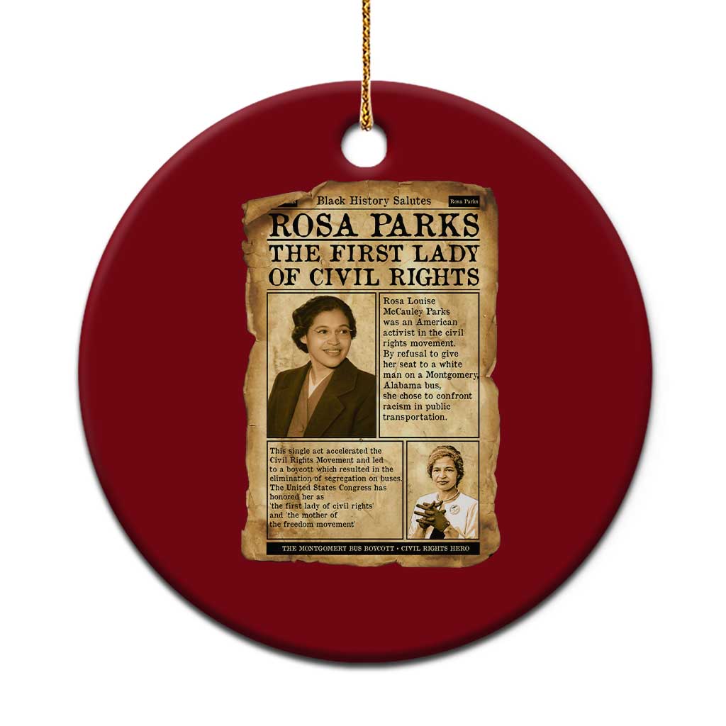 Vintage Newspaper Rosa Parks Ceramic Ornament Civil Rights Hero TS12 1pc Red Print Your Wear