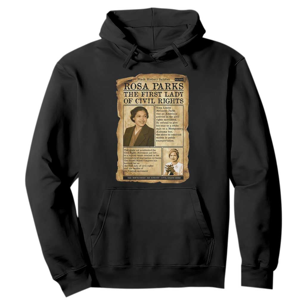 Vintage Newspaper Rosa Parks Hoodie Civil Rights Hero TS12 Black Print Your Wear