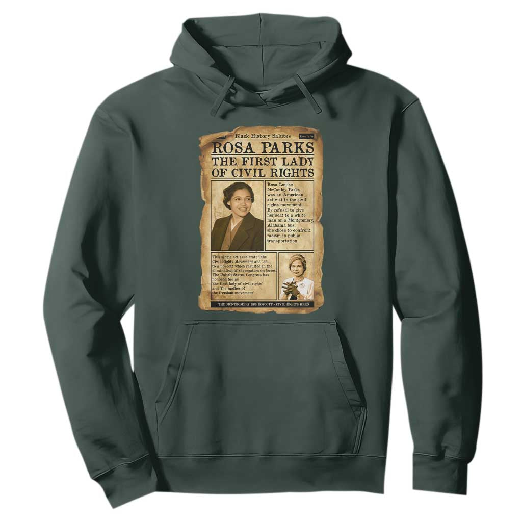 Vintage Newspaper Rosa Parks Hoodie Civil Rights Hero TS12 Dark Forest Green Print Your Wear
