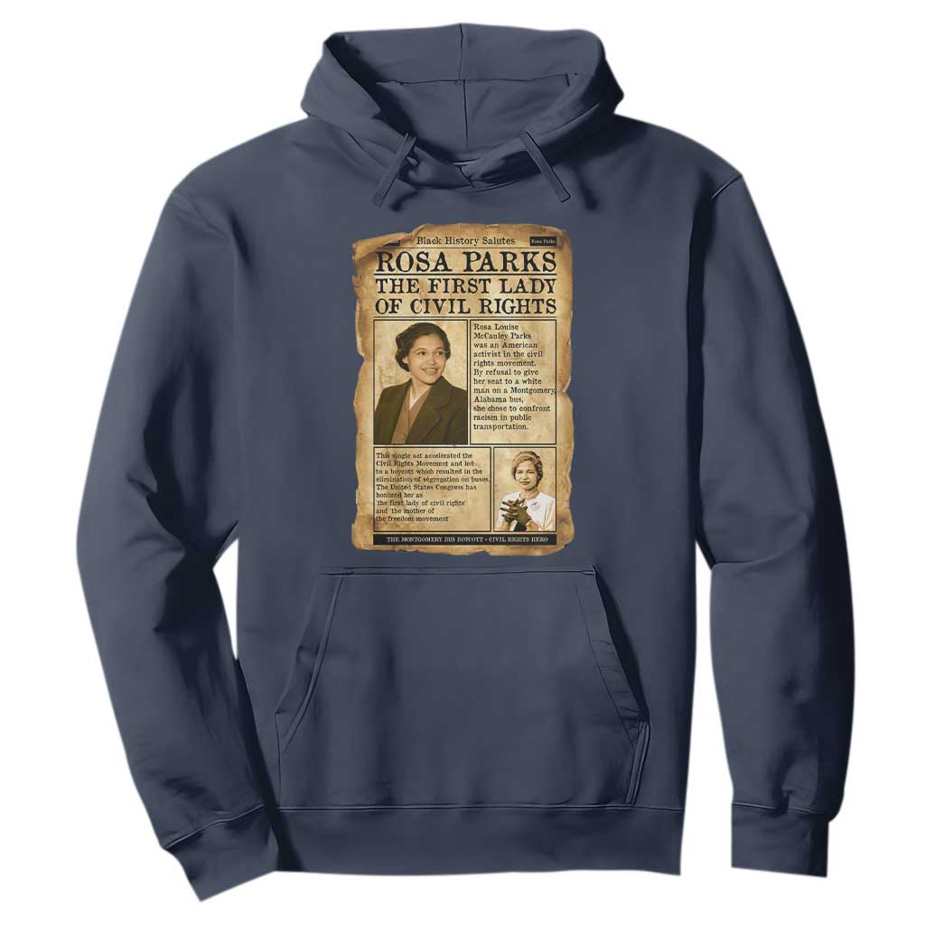 Vintage Newspaper Rosa Parks Hoodie Civil Rights Hero TS12 Navy Print Your Wear