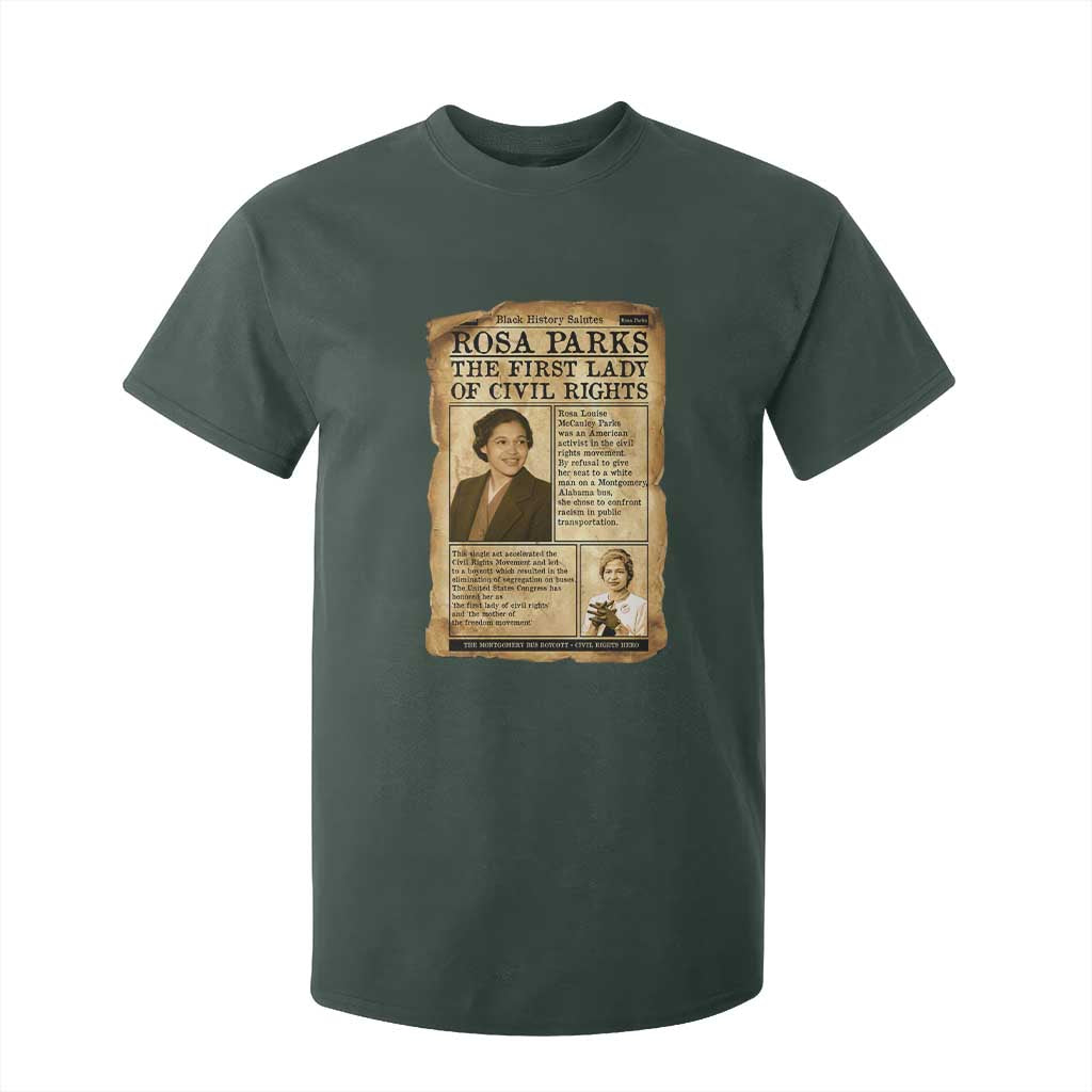 Vintage Newspaper Rosa Parks T Shirt For Kid Civil Rights Hero TS12 Dark Forest Green Print Your Wear
