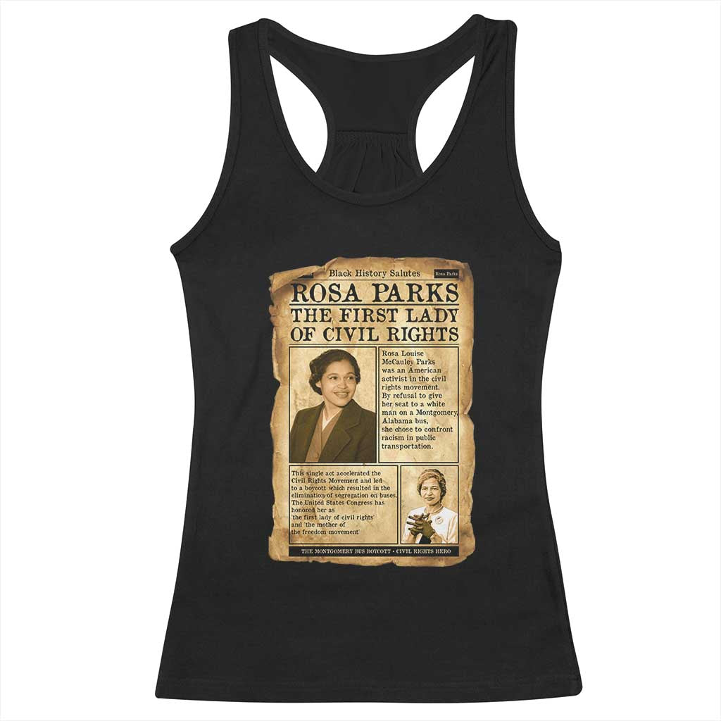 Vintage Newspaper Rosa Parks Racerback Tank Top Civil Rights Hero TS12 Black Print Your Wear