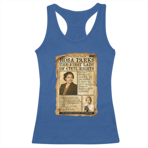 Vintage Newspaper Rosa Parks Racerback Tank Top Civil Rights Hero TS12 Royal Blue Print Your Wear