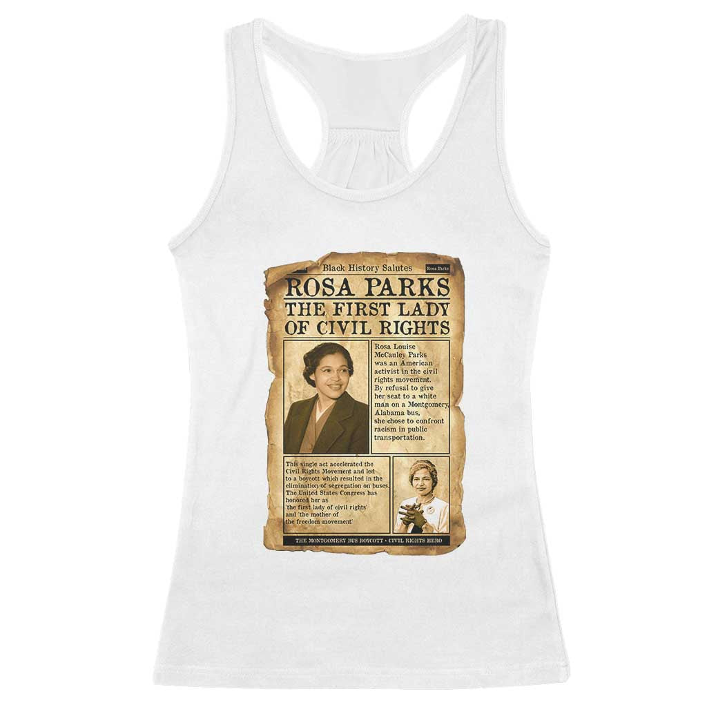 Vintage Newspaper Rosa Parks Racerback Tank Top Civil Rights Hero TS12 White Print Your Wear