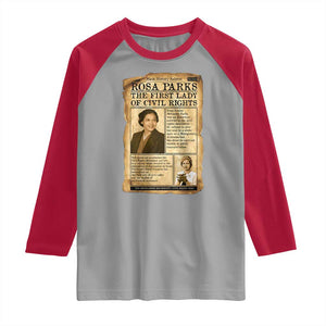 Vintage Newspaper Rosa Parks Raglan Shirt Civil Rights Hero TS12 Sport Gray Red Print Your Wear