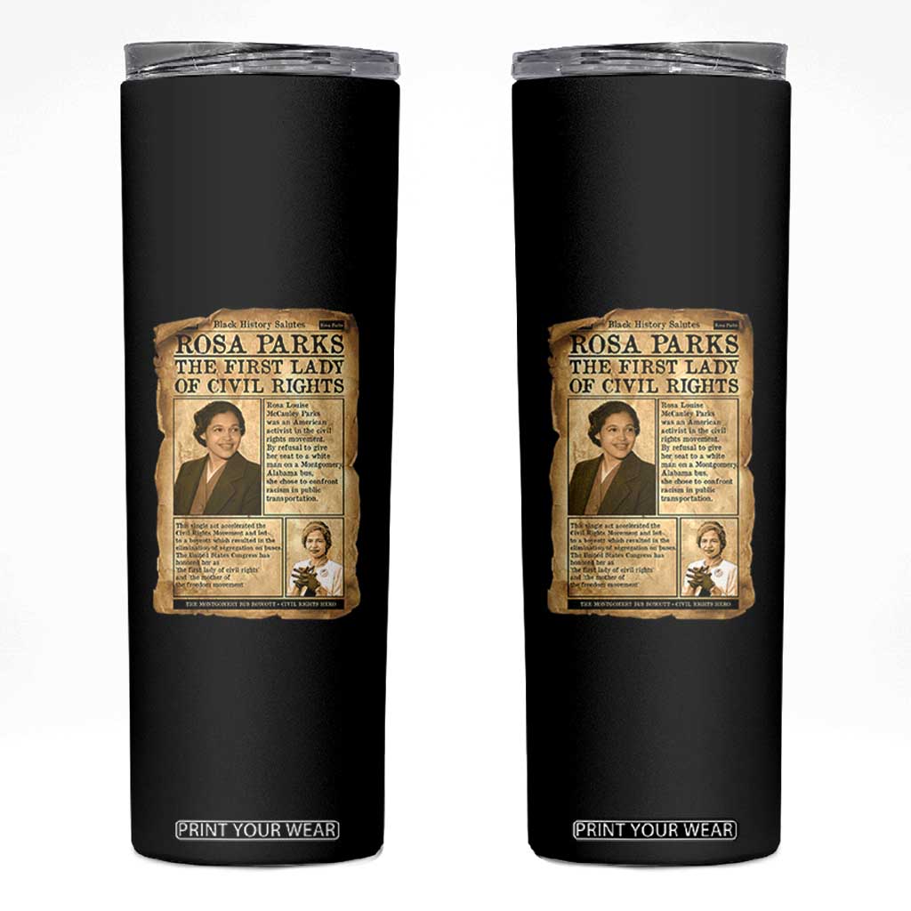Vintage Newspaper Rosa Parks Skinny Tumbler Civil Rights Hero TS12 Black Print Your Wear
