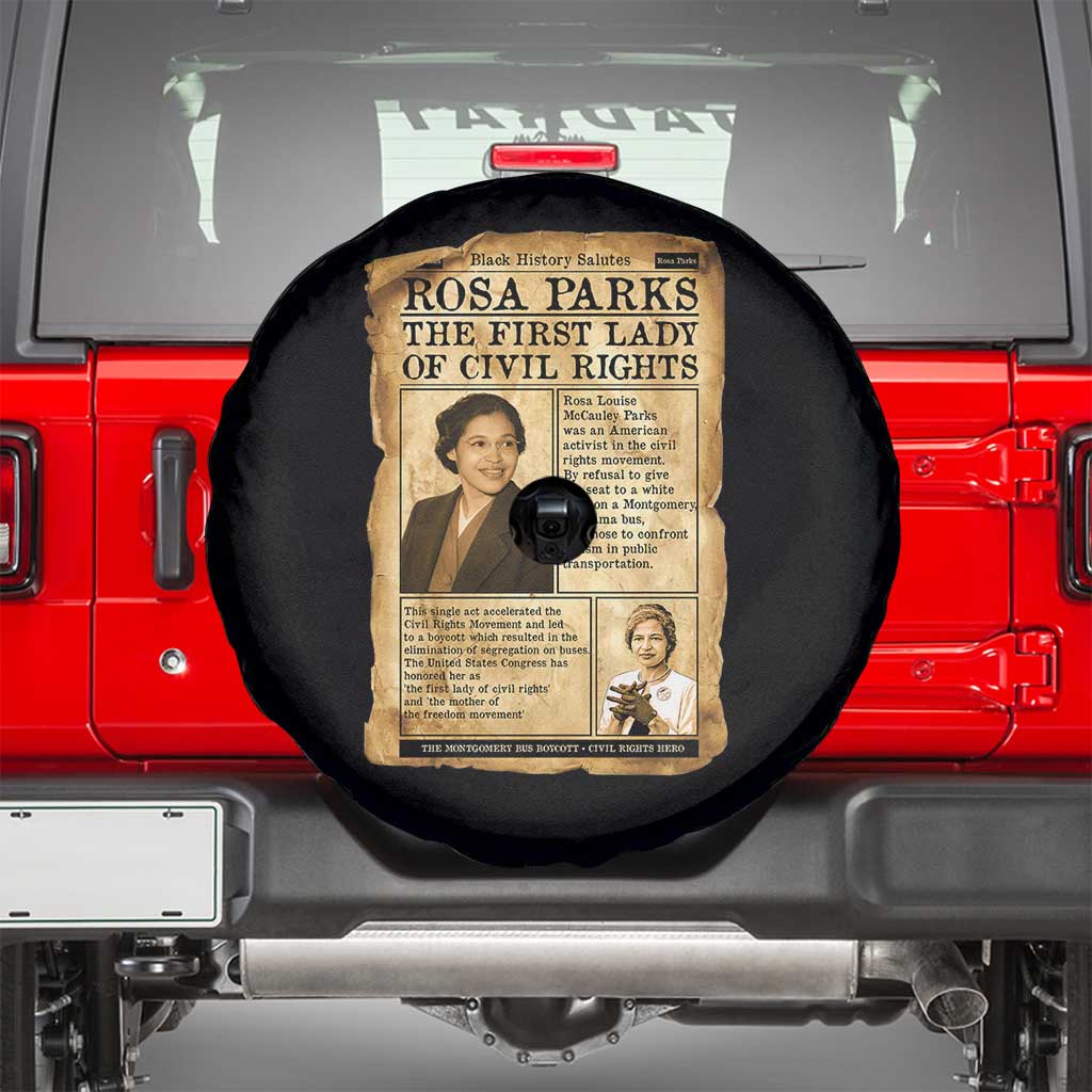 Vintage Newspaper Rosa Parks Spare Tire Cover Civil Rights Hero TS12 Black Print Your Wear