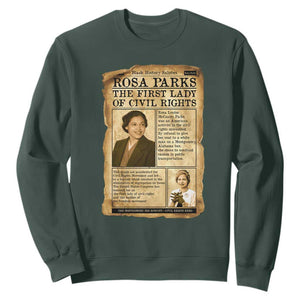 Vintage Newspaper Rosa Parks Sweatshirt Civil Rights Hero TS12 Dark Forest Green Print Your Wear