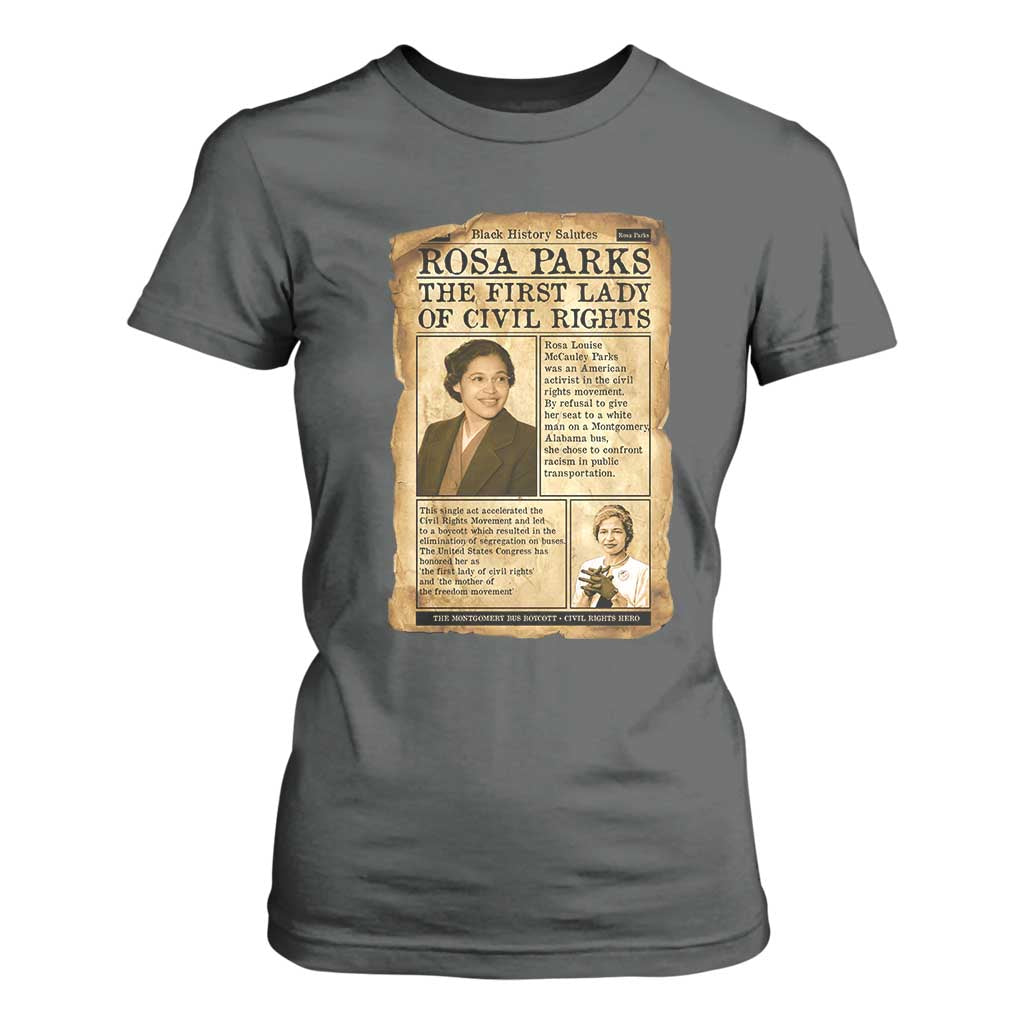 Vintage Newspaper Rosa Parks T Shirt For Women Civil Rights Hero TS12 Dark Heather Print Your Wear
