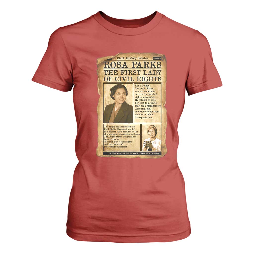 Vintage Newspaper Rosa Parks T Shirt For Women Civil Rights Hero TS12 Red Print Your Wear