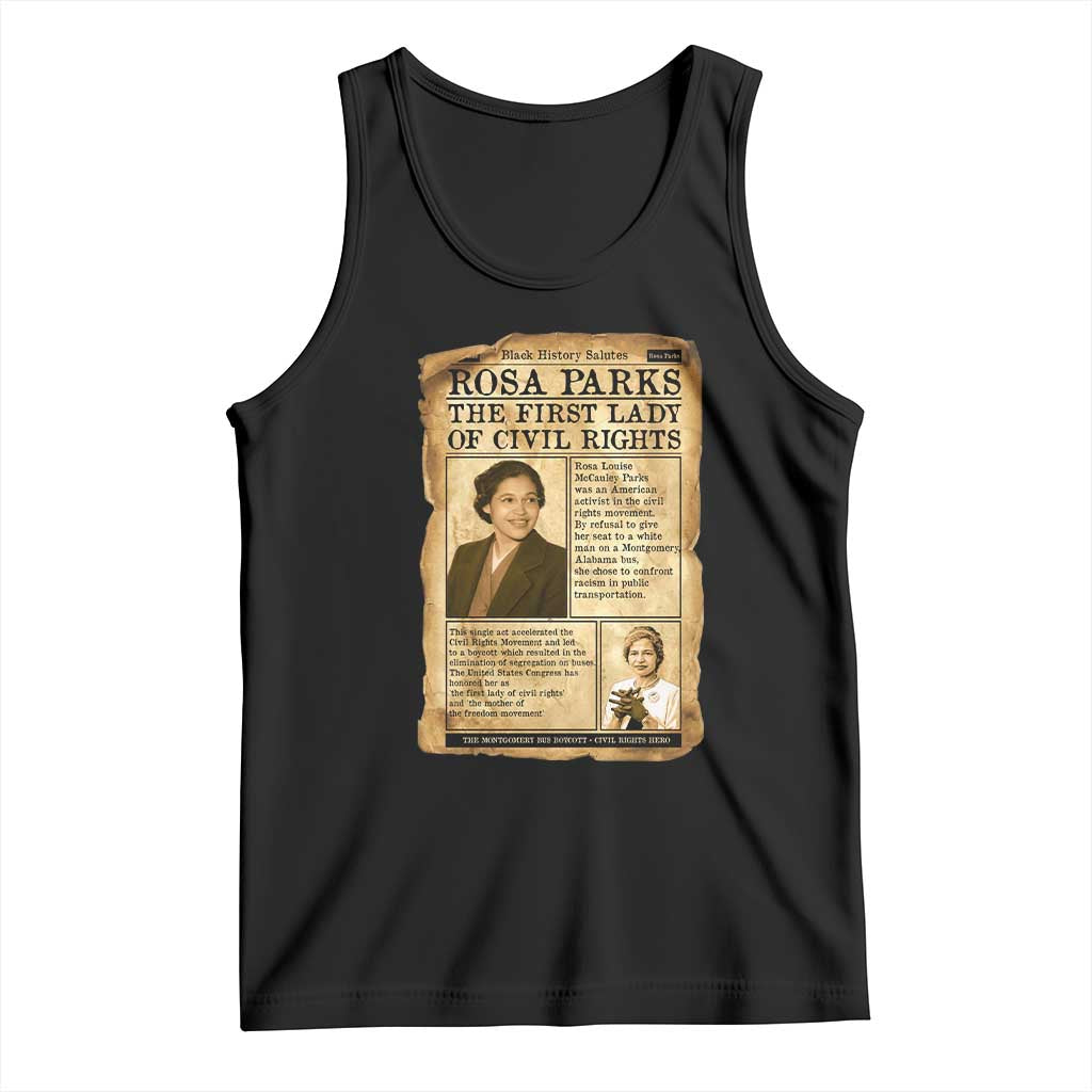 Vintage Newspaper Rosa Parks Tank Top Civil Rights Hero TS12 Black Print Your Wear