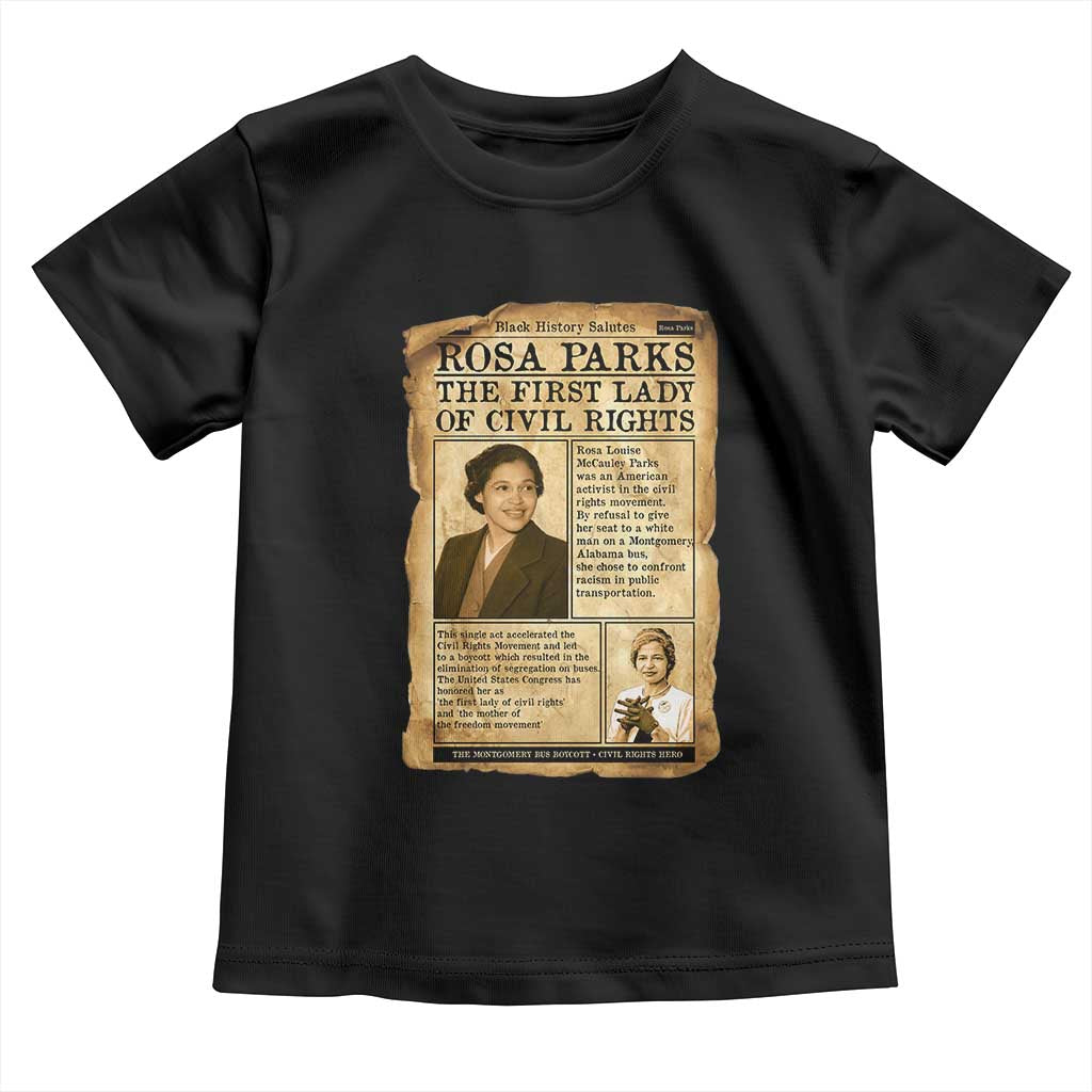 Vintage Newspaper Rosa Parks Toddler T Shirt Civil Rights Hero TS12 Black Print Your Wear