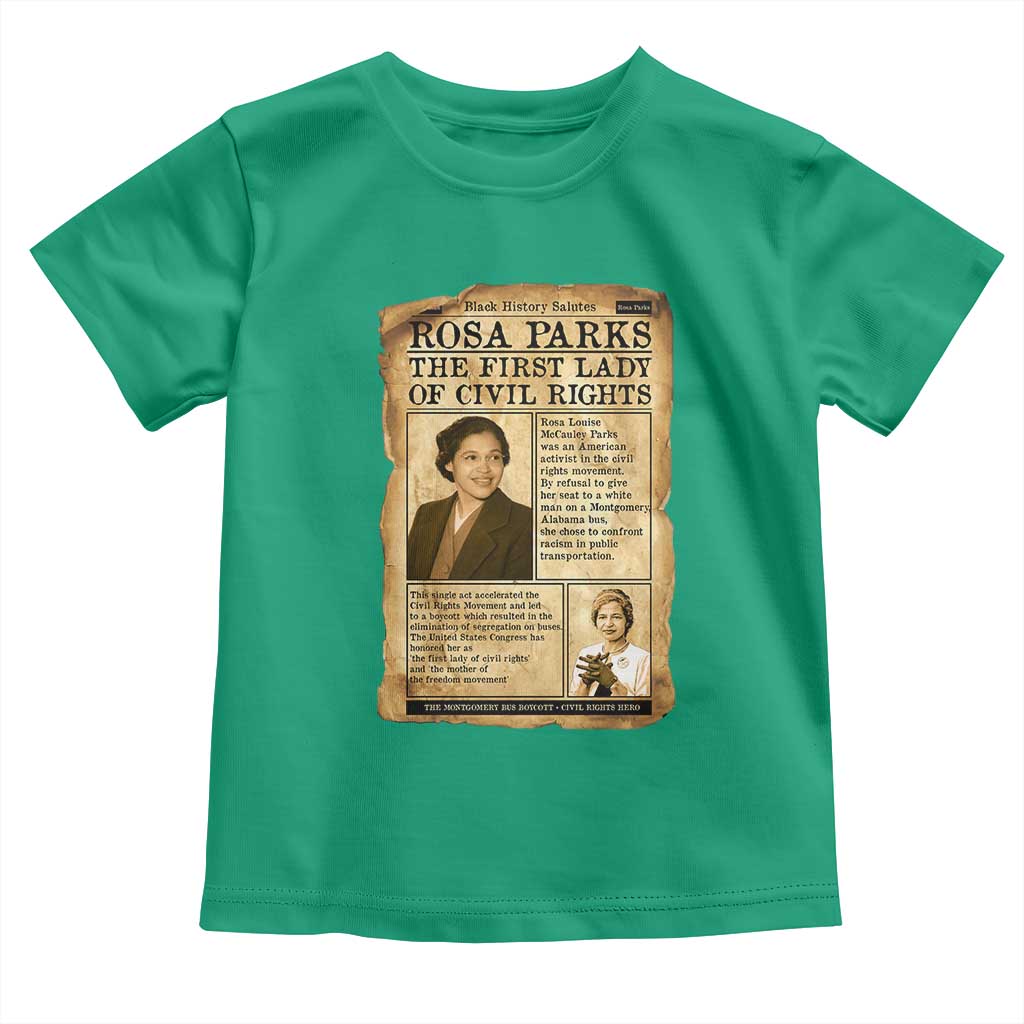 Vintage Newspaper Rosa Parks Toddler T Shirt Civil Rights Hero TS12 Irish Green Print Your Wear