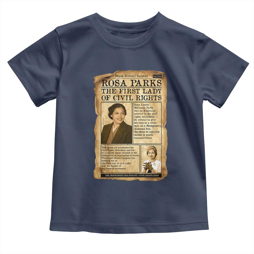 Vintage Newspaper Rosa Parks Toddler T Shirt Civil Rights Hero TS12 Navy Print Your Wear