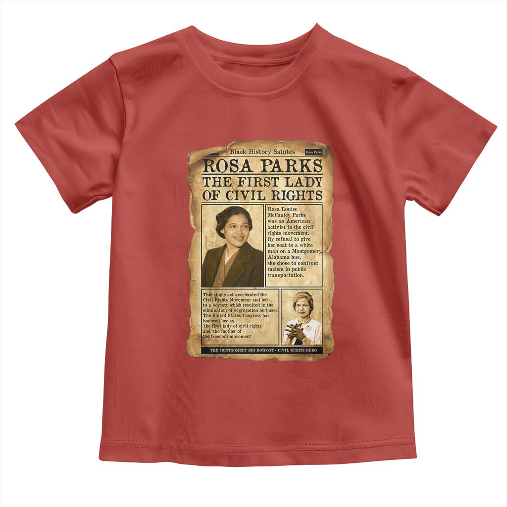 Vintage Newspaper Rosa Parks Toddler T Shirt Civil Rights Hero TS12 Red Print Your Wear