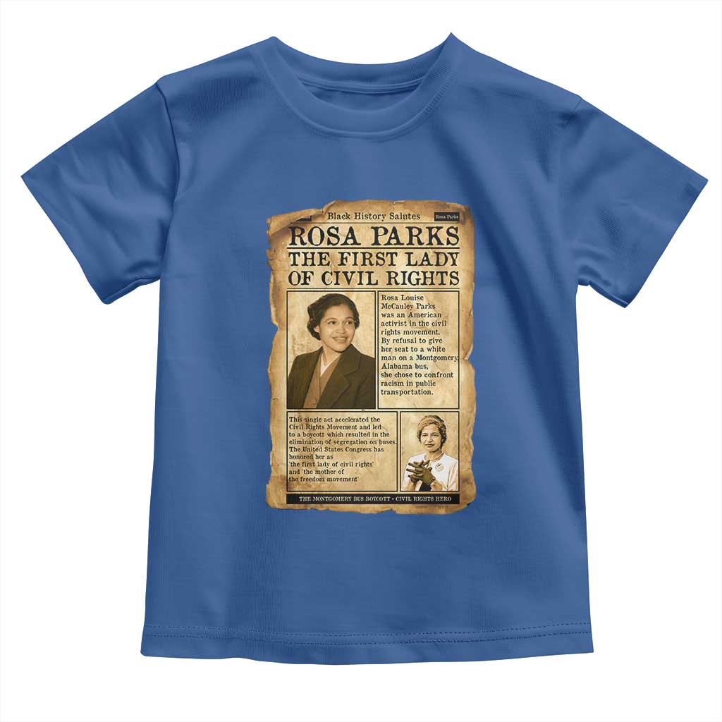 Vintage Newspaper Rosa Parks Toddler T Shirt Civil Rights Hero TS12 Royal Blue Print Your Wear
