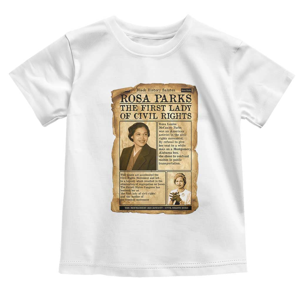 Vintage Newspaper Rosa Parks Toddler T Shirt Civil Rights Hero TS12 White Print Your Wear