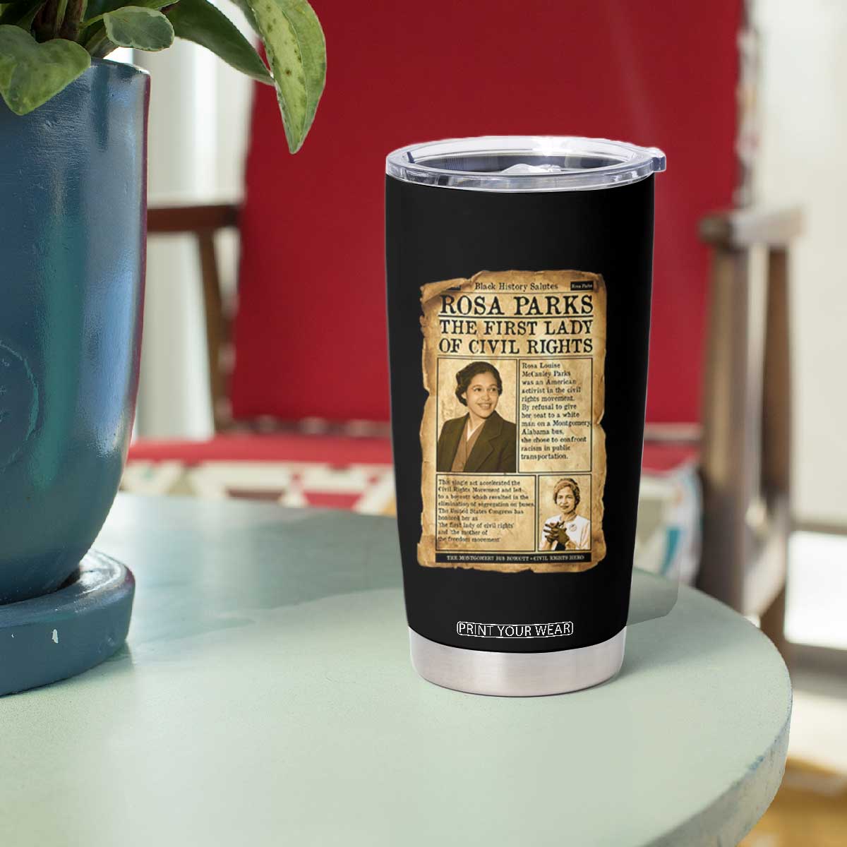 Vintage Newspaper Rosa Parks Tumbler Cup Civil Rights Hero TS12 Print Your Wear