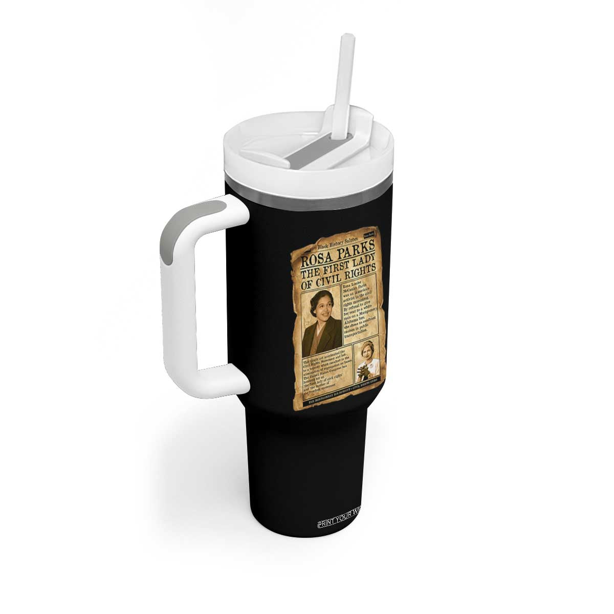 Vintage Newspaper Rosa Parks Tumbler With Handle Civil Rights Hero TS12 Print Your Wear