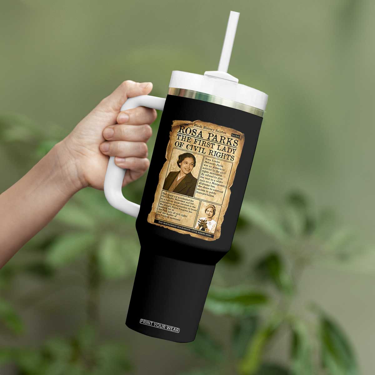 Vintage Newspaper Rosa Parks Tumbler With Handle Civil Rights Hero TS12 Print Your Wear