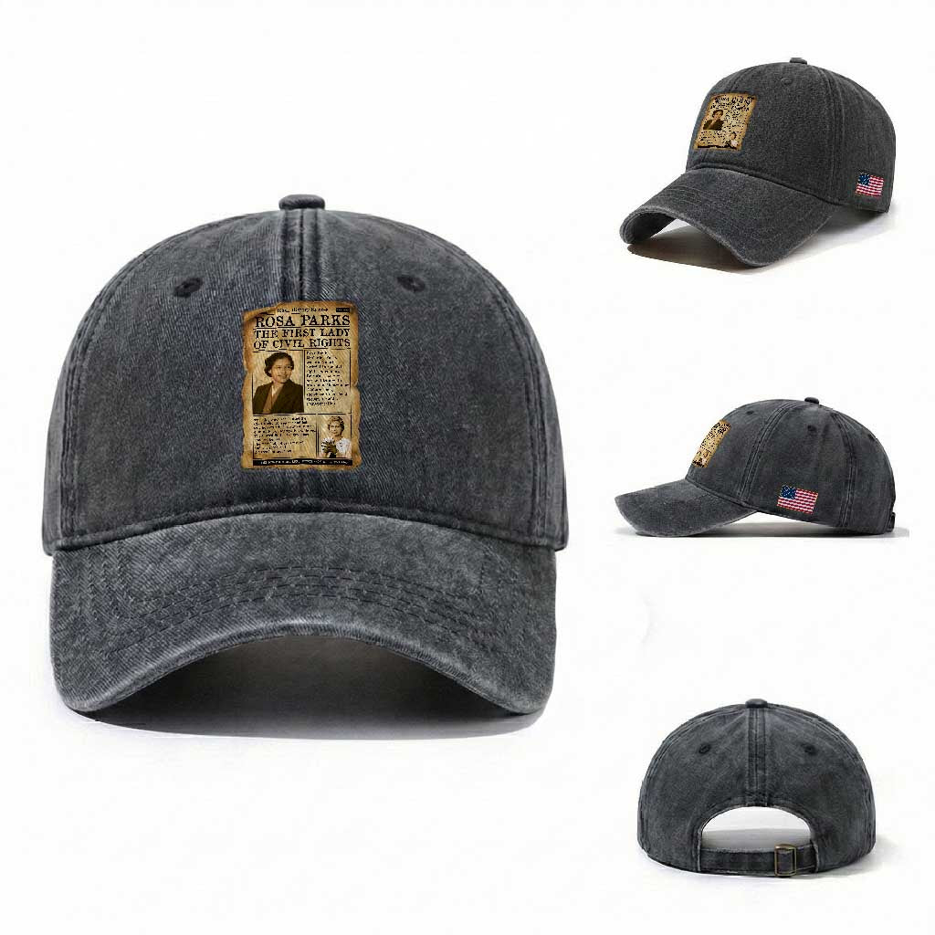 Vintage Newspaper Rosa Parks Washed Cotton Baseball Cap Civil Rights Hero TS12 Washed Cap Universal Fit Dark Gray Print Your Wear