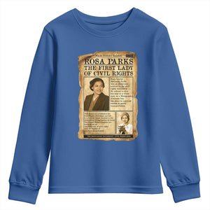 Vintage Newspaper Rosa Parks Youth Sweatshirt Civil Rights Hero TS12 Royal Blue Print Your Wear