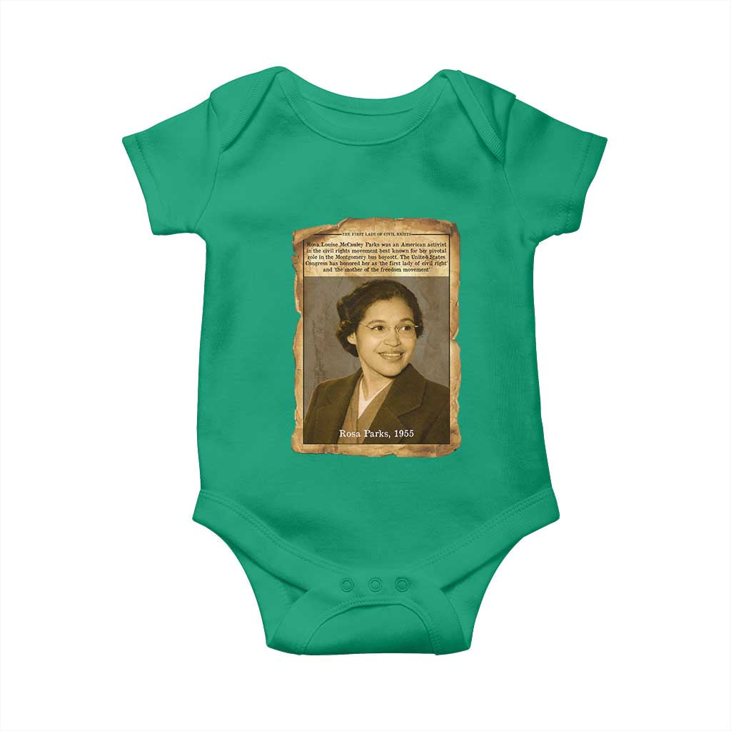 Vintage Rosa Parks Baby Onesie First Lady Of Civil Rights TS12 Irish Green Print Your Wear