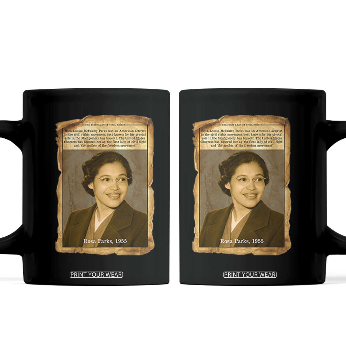 Vintage Rosa Parks Coffee Mug First Lady Of Civil Rights TS12 Black Print Your Wear