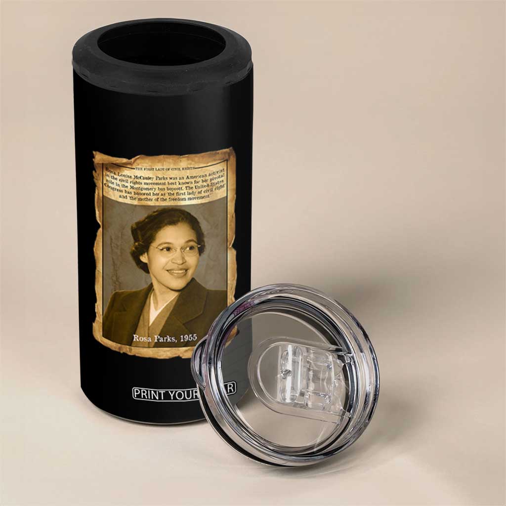 Vintage Rosa Parks 4 in 1 Can Cooler Tumbler First Lady Of Civil Rights TS12 Print Your Wear