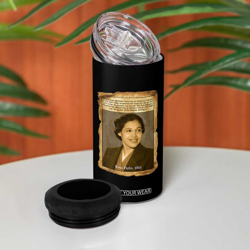 Vintage Rosa Parks 4 in 1 Can Cooler Tumbler First Lady Of Civil Rights TS12 Print Your Wear