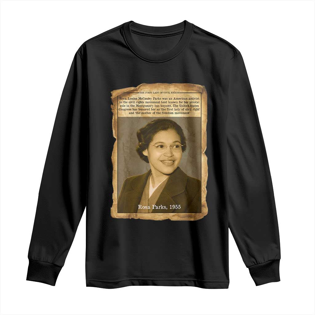 Vintage Rosa Parks Long Sleeve Shirt First Lady Of Civil Rights TS12 Black Print Your Wear