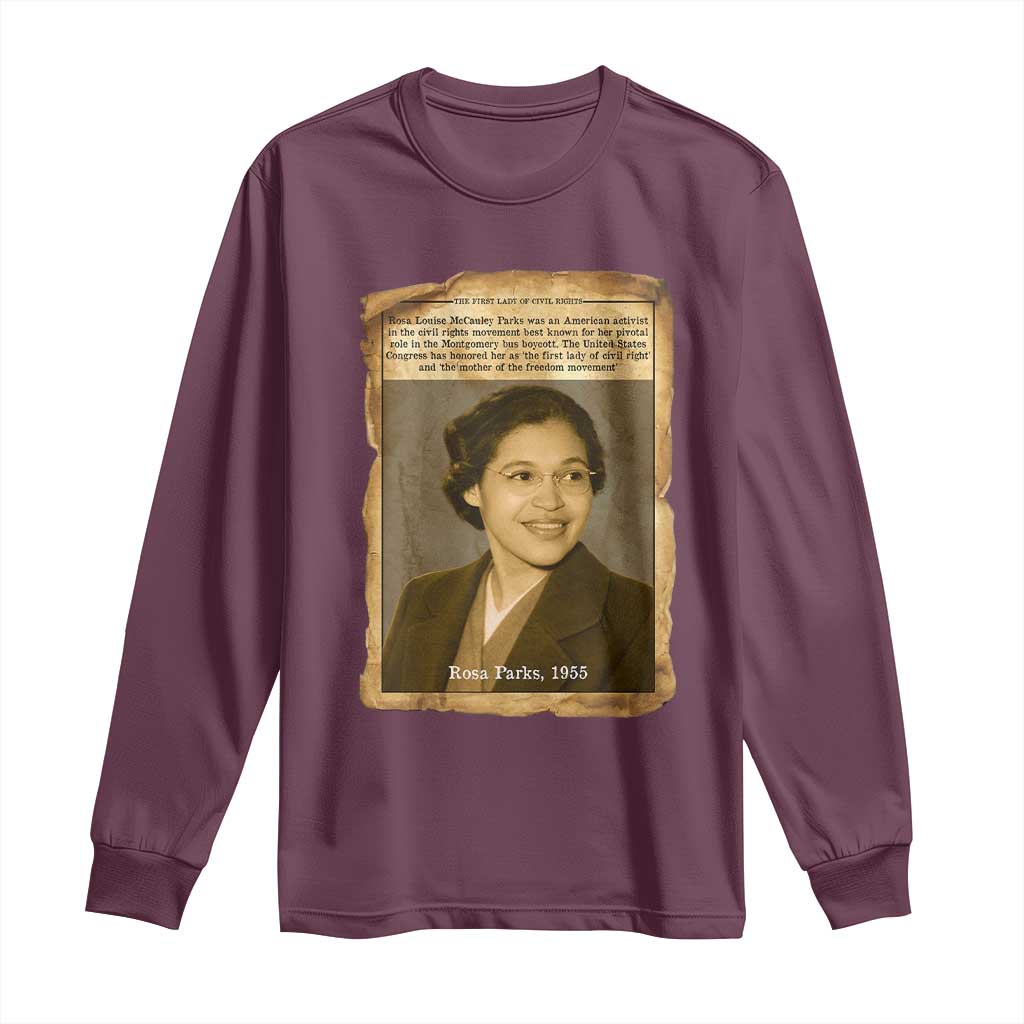 Vintage Rosa Parks Long Sleeve Shirt First Lady Of Civil Rights TS12 Maroon Print Your Wear