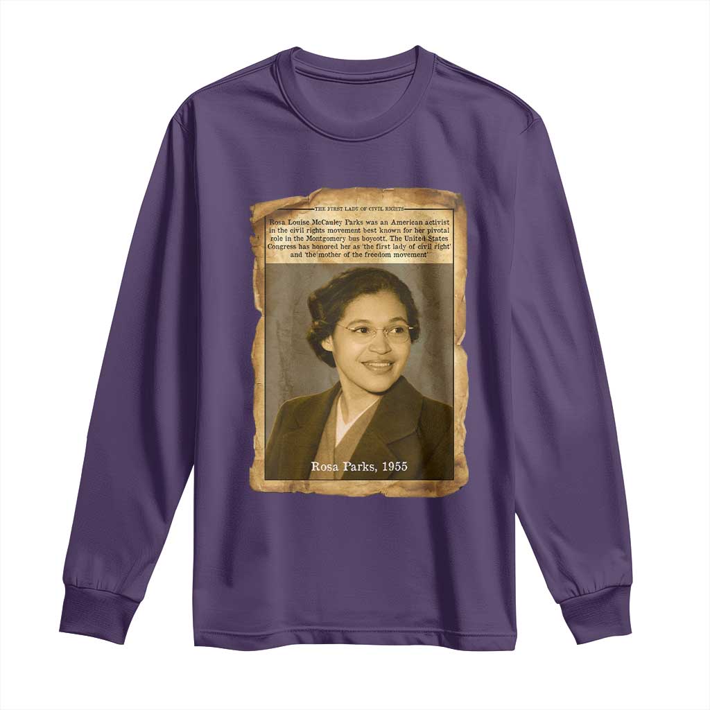 Vintage Rosa Parks Long Sleeve Shirt First Lady Of Civil Rights TS12 Purple Print Your Wear