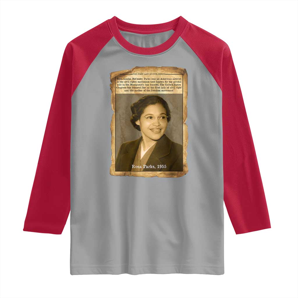Vintage Rosa Parks Raglan Shirt First Lady Of Civil Rights TS12 Sport Gray Red Print Your Wear