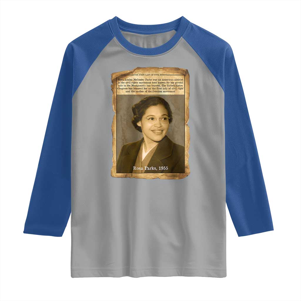 Vintage Rosa Parks Raglan Shirt First Lady Of Civil Rights TS12 Sport Gray Royal Print Your Wear