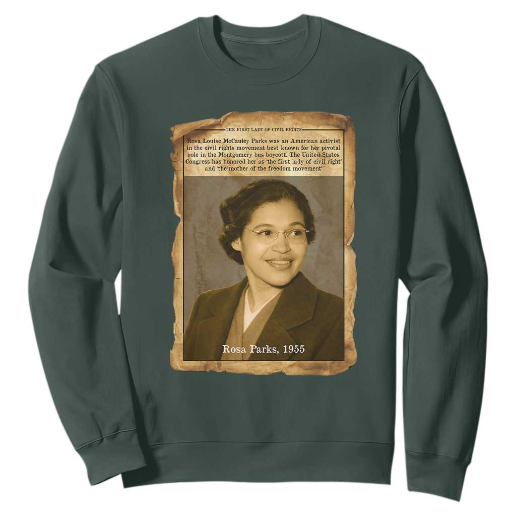 Vintage Rosa Parks Sweatshirt First Lady Of Civil Rights TS12 Dark Forest Green Print Your Wear
