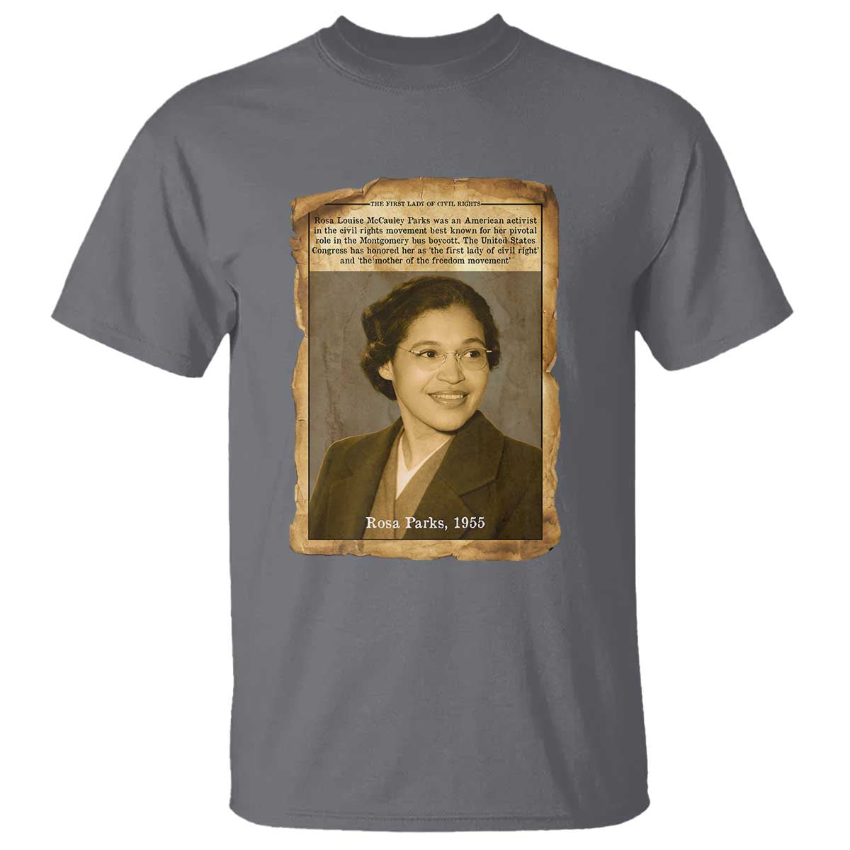 Vintage Rosa Parks T Shirt First Lady Of Civil Rights TS12 Charcoal Print Your Wear