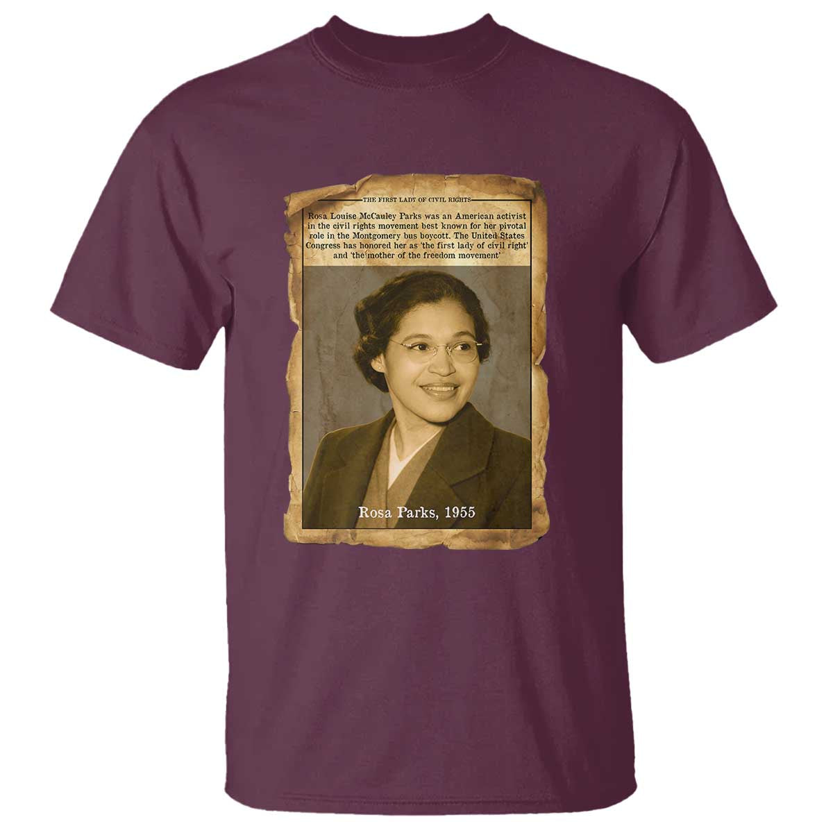 Vintage Rosa Parks T Shirt First Lady Of Civil Rights TS12 Maroon Print Your Wear