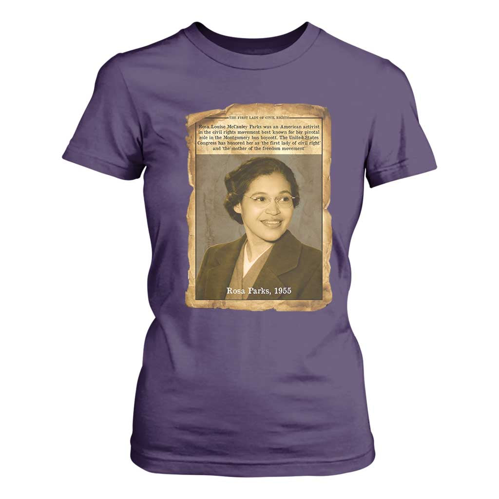 Vintage Rosa Parks T Shirt For Women First Lady Of Civil Rights TS12 Purple Print Your Wear