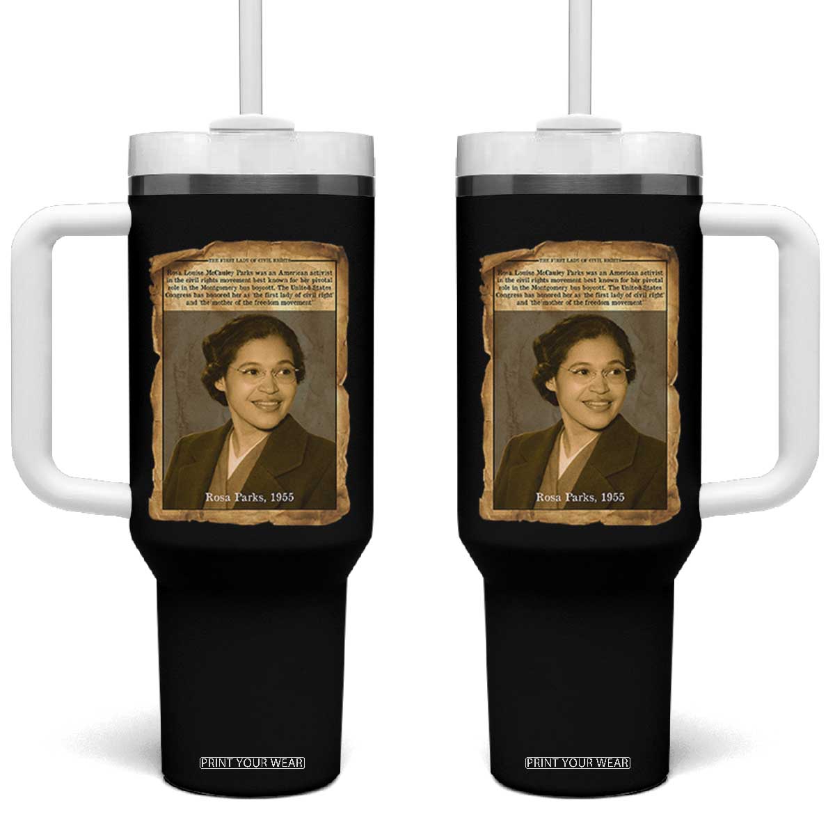 Vintage Rosa Parks Tumbler With Handle First Lady Of Civil Rights TS12 One Size: 40 oz Black Print Your Wear