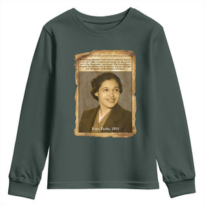 Vintage Rosa Parks Youth Sweatshirt First Lady Of Civil Rights TS12 Dark Forest Green Print Your Wear