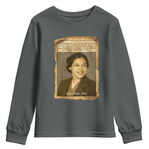 Vintage Rosa Parks Youth Sweatshirt First Lady Of Civil Rights TS12 Dark Heather Print Your Wear