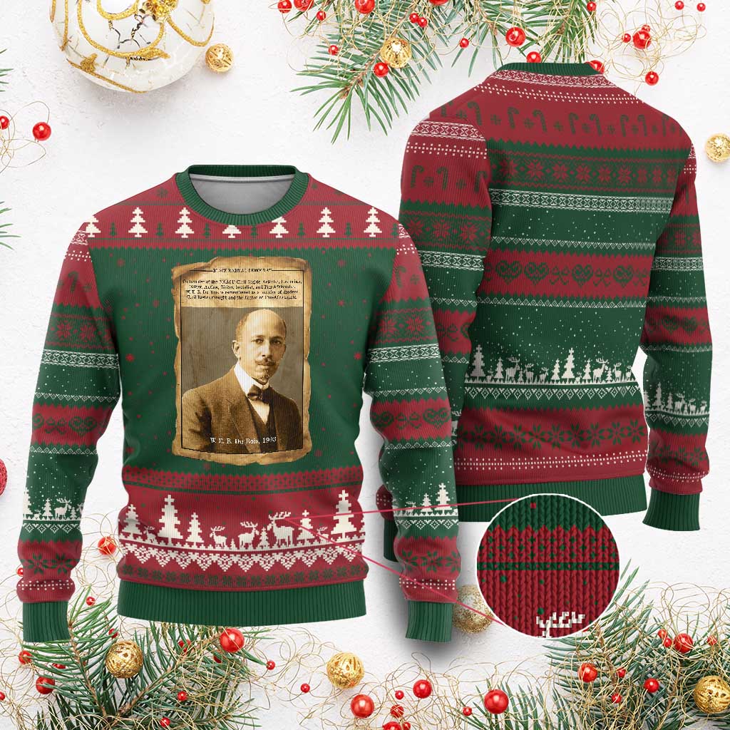 Vintage Newspaper W E B Du Bois Ugly Christmas Sweater Civil Rights Pioneer TS12 Red Green Print Your Wear